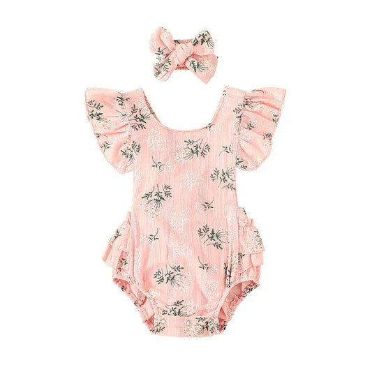 Ensemble body sans manches et bandeau pour bébé Rose / 0-6 mois Mini Merveille