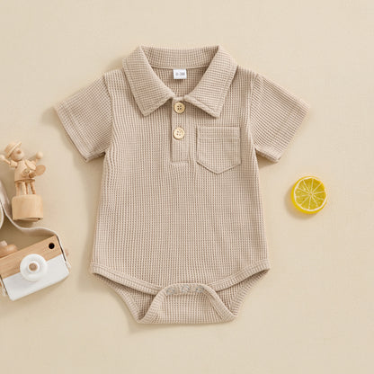 Quilted short-sleeved polo bodysuit