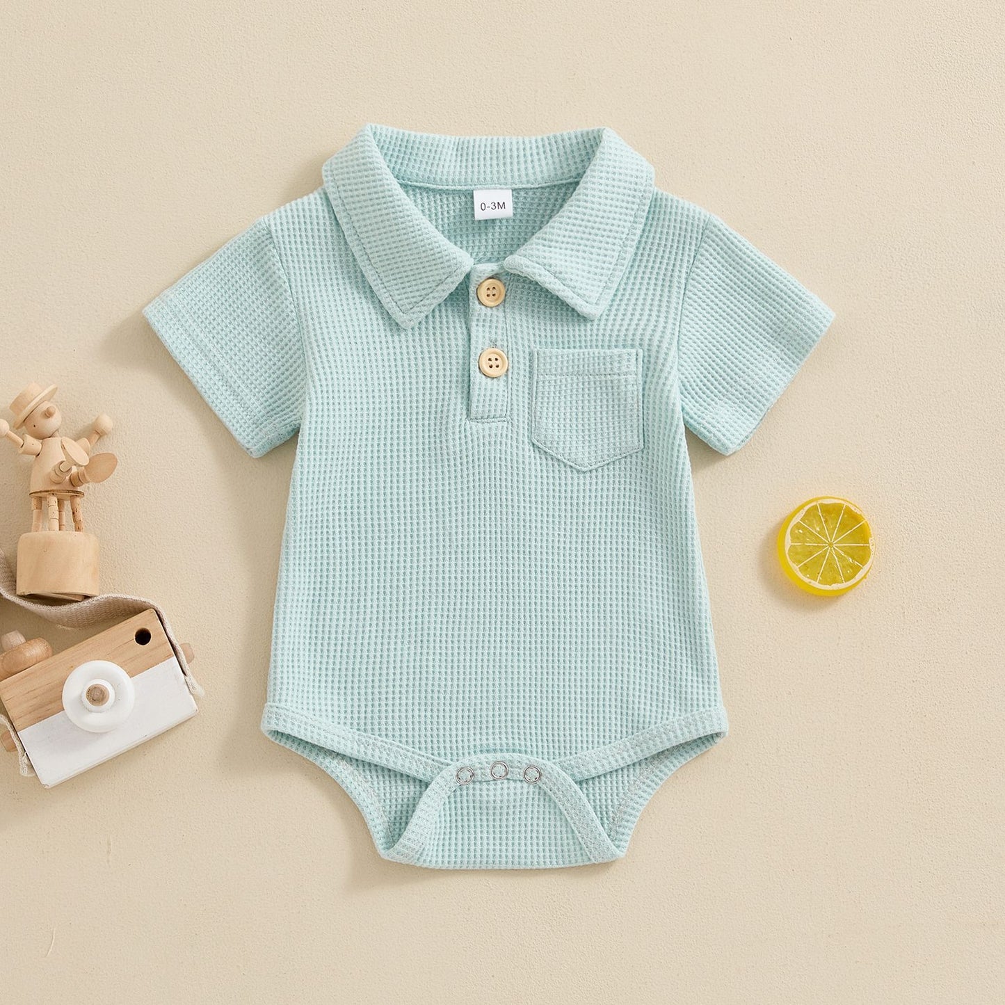 Quilted short-sleeved polo bodysuit