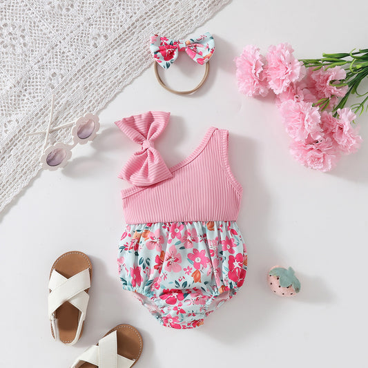 Baby bodysuit and bow set