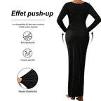 Robe de Grossesse Col Carré Manches Longues Dropsure  Robe de grossesse