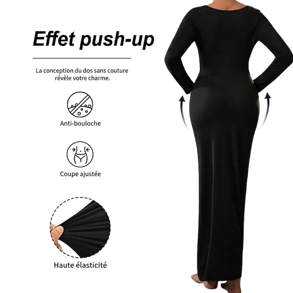 Robe de Grossesse Col Carré Manches Longues Dropsure  Robe de grossesse