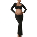 Robe de Grossesse Col Carré Manches Longues Dropsure  Robe de grossesse