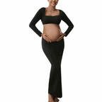 Robe de Grossesse Col Carré Manches Longues Dropsure  Robe de grossesse