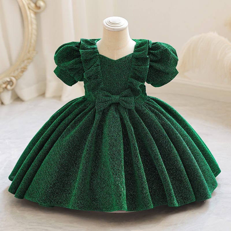 Baby Dress For One Year Old Children's Princess Dress Western Style Puffy Dark Green / 100cm Mini merveille