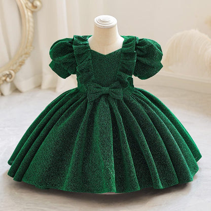 Baby Dress For One Year Old Children's Princess Dress Western Style Puffy Dark Green / 100cm Mini merveille