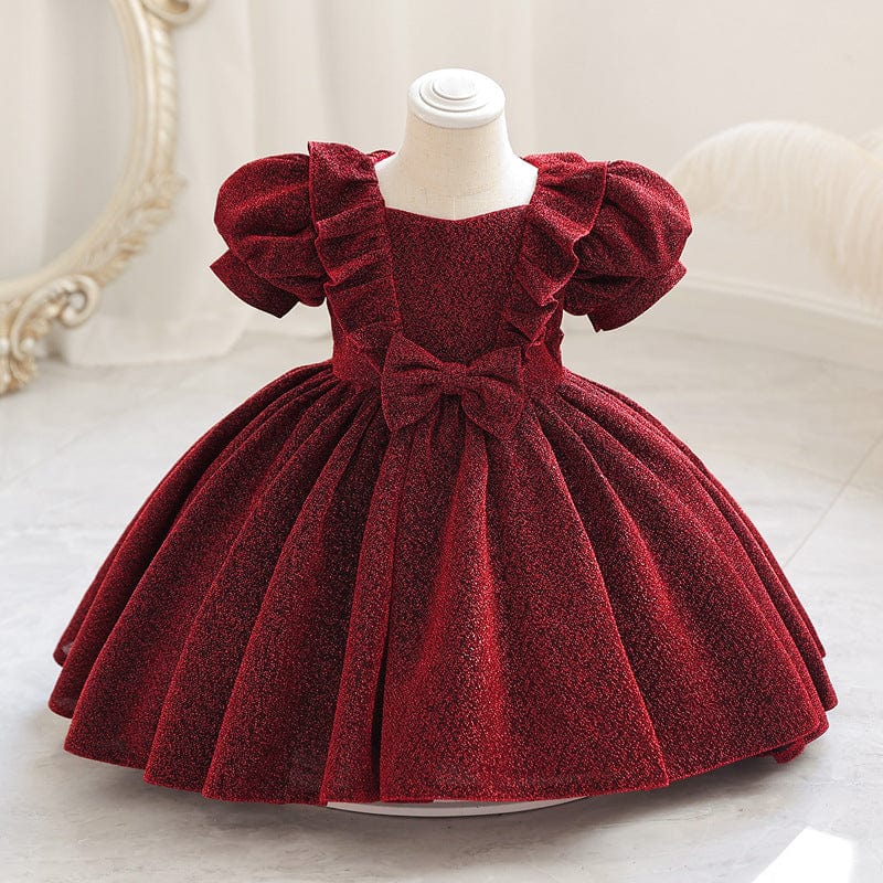 Baby Dress For One Year Old Children's Princess Dress Western Style Puffy Wine Red / 100cm Mini merveille