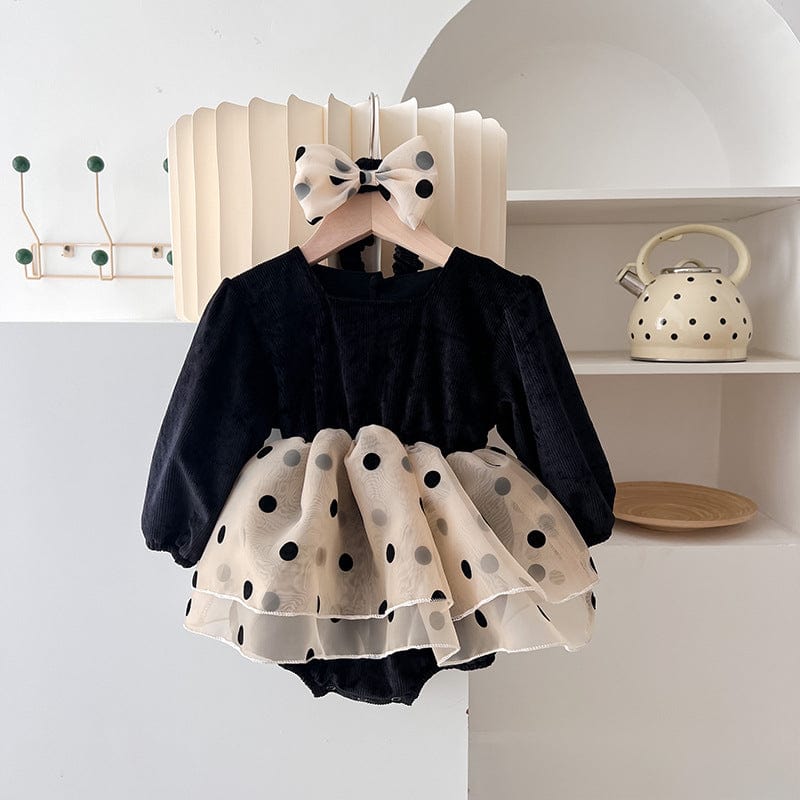 Barboteuses pour bébés Triangle à pois Black / 66cm Mini merveille