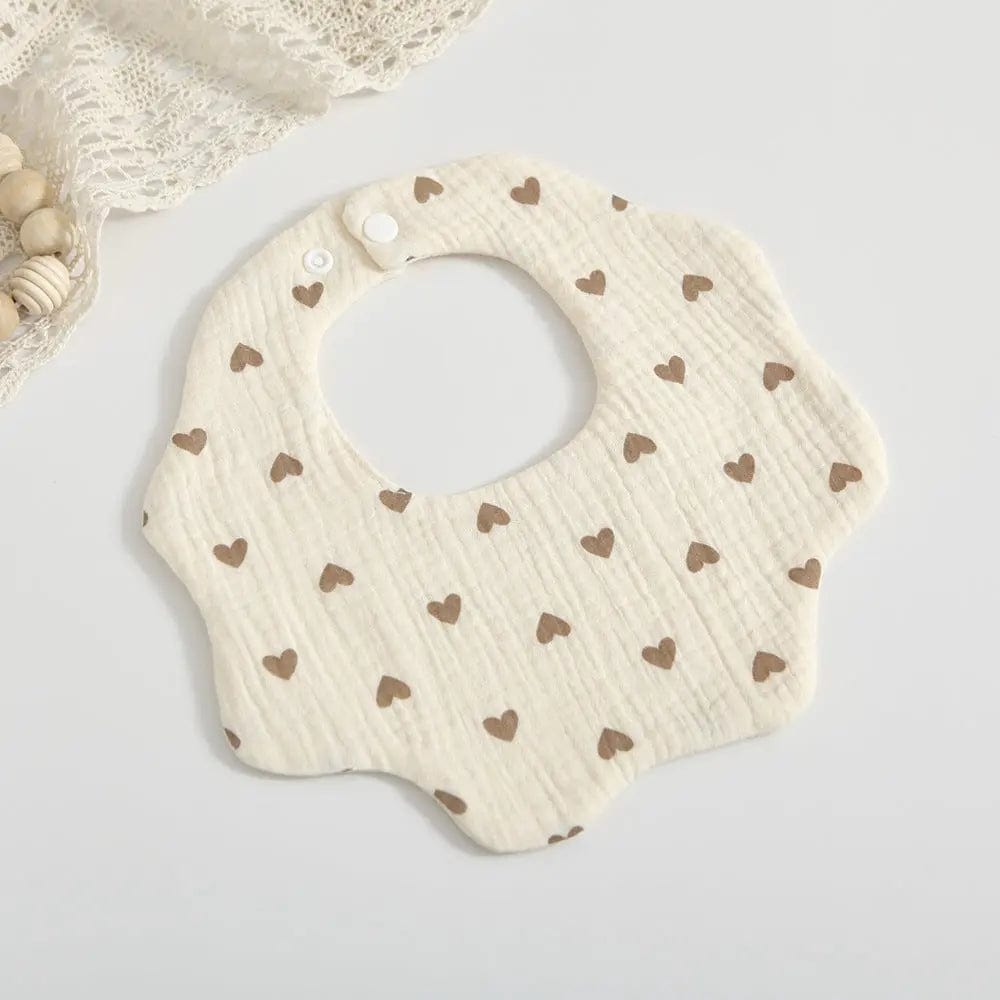 Bavoir en pur coton pour bébé Cœur marron Mini Merveille