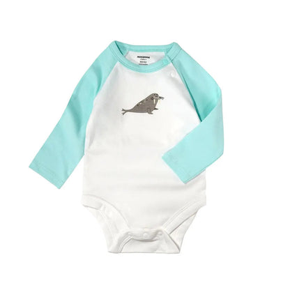 Body manche longues hippopotame Bleu / 0-3 mois Mini Merveille