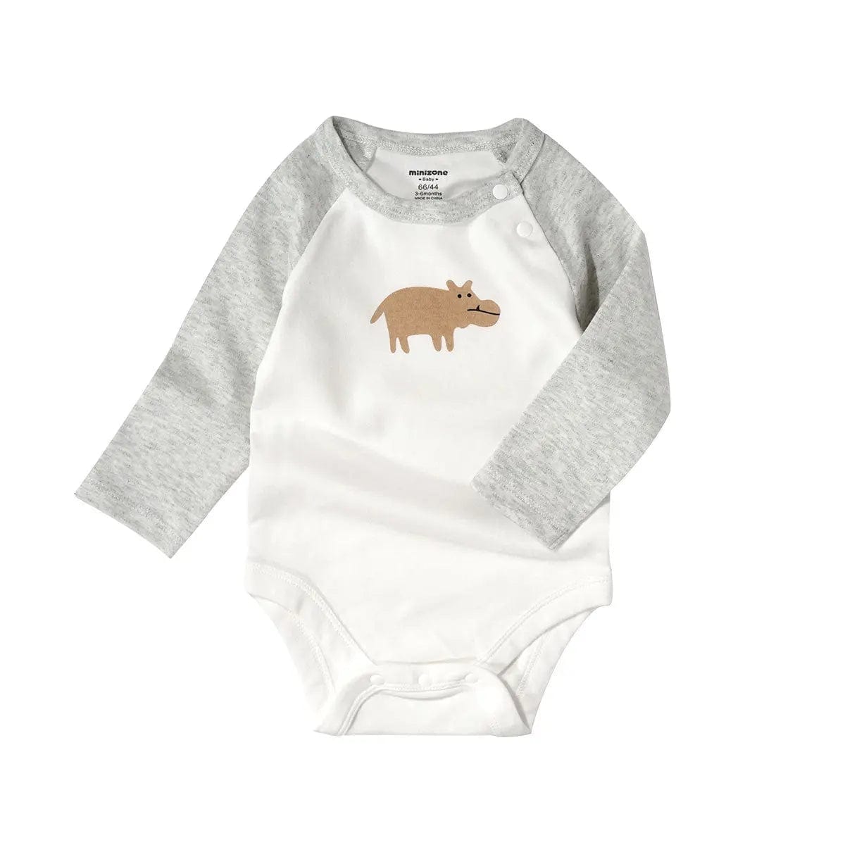 Body manche longues hippopotame Gris / 0-3 mois Mini Merveille