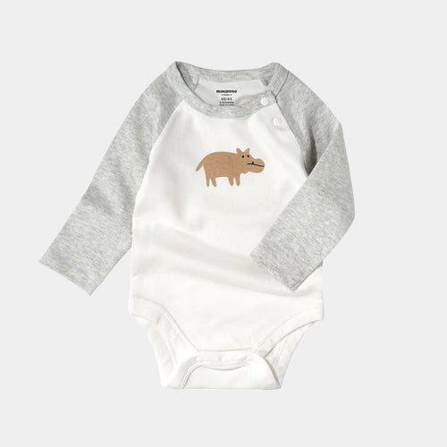 Body manche longues hippopotame Gris / 0-3 mois Mini Merveille
