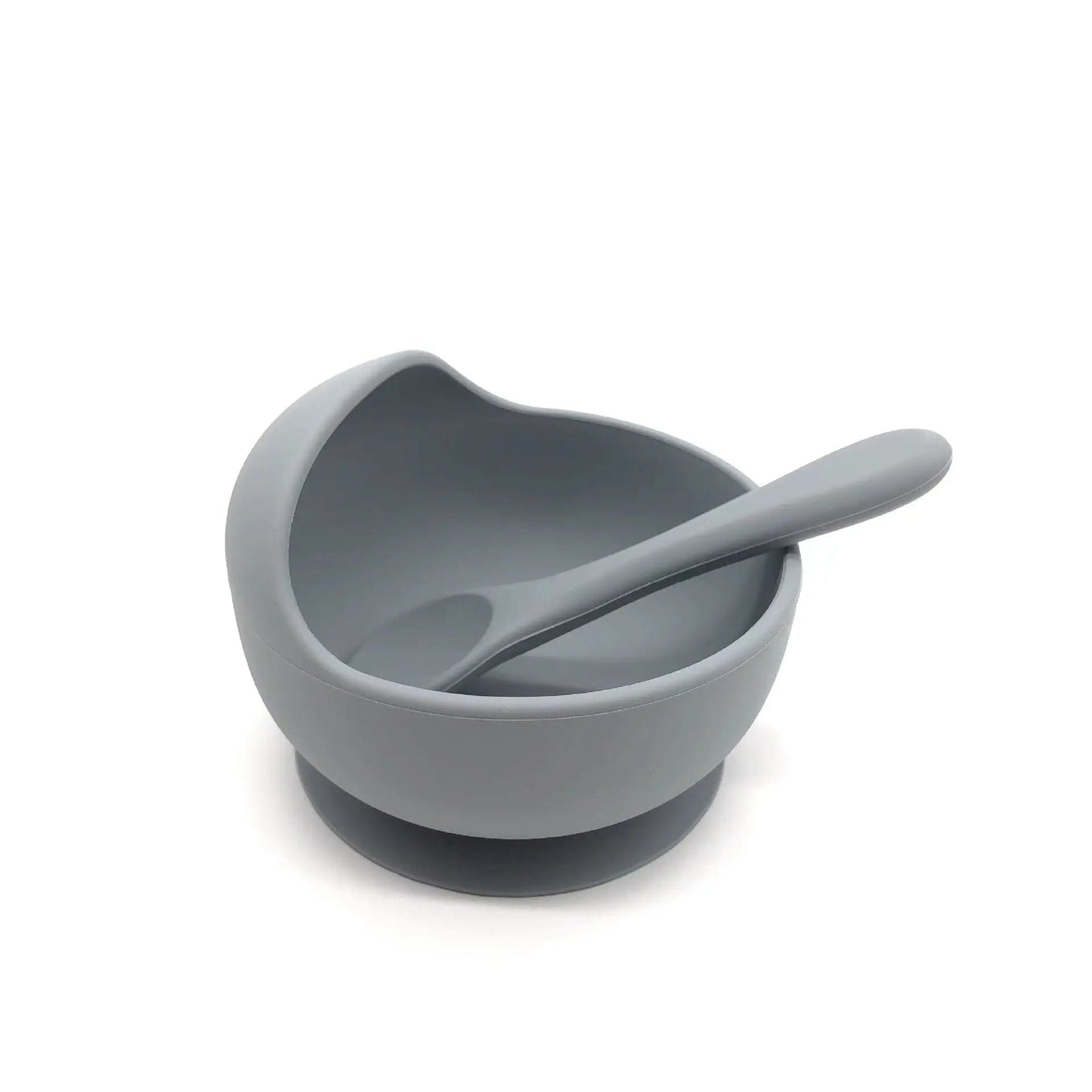 Bol et cuillère en silicone à ventouse Gris Mini Merveille