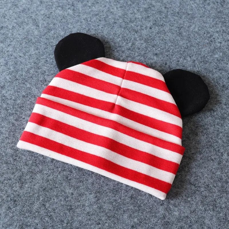 Bonnet oreilles de souris Rouge à rayures Mini Merveille