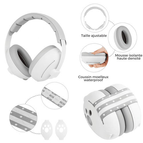 Casque Anti - Bruit Bébé 6 - 48 mois - Mini merveille14:292-in-1 Grey