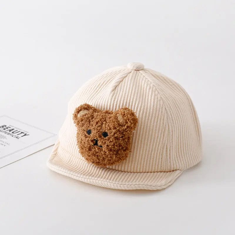 Casquette nounours mignon Beige à rayures Mini Merveille