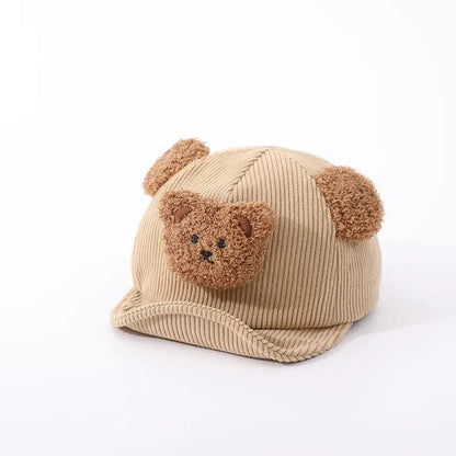 Casquette nounours mignon Beige/marron à rayures Mini Merveille