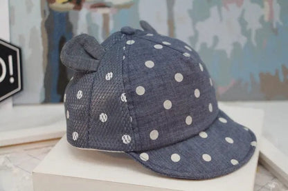 Casquette oreilles d'ourson à pois pour bébé Bleu marine Mini Merveille