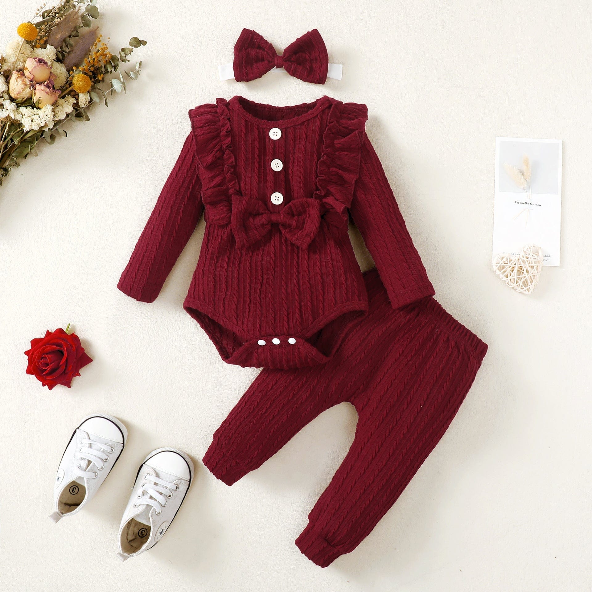 Costume de couleur unie pour filles Burgundy / 12 18M Mini merveille