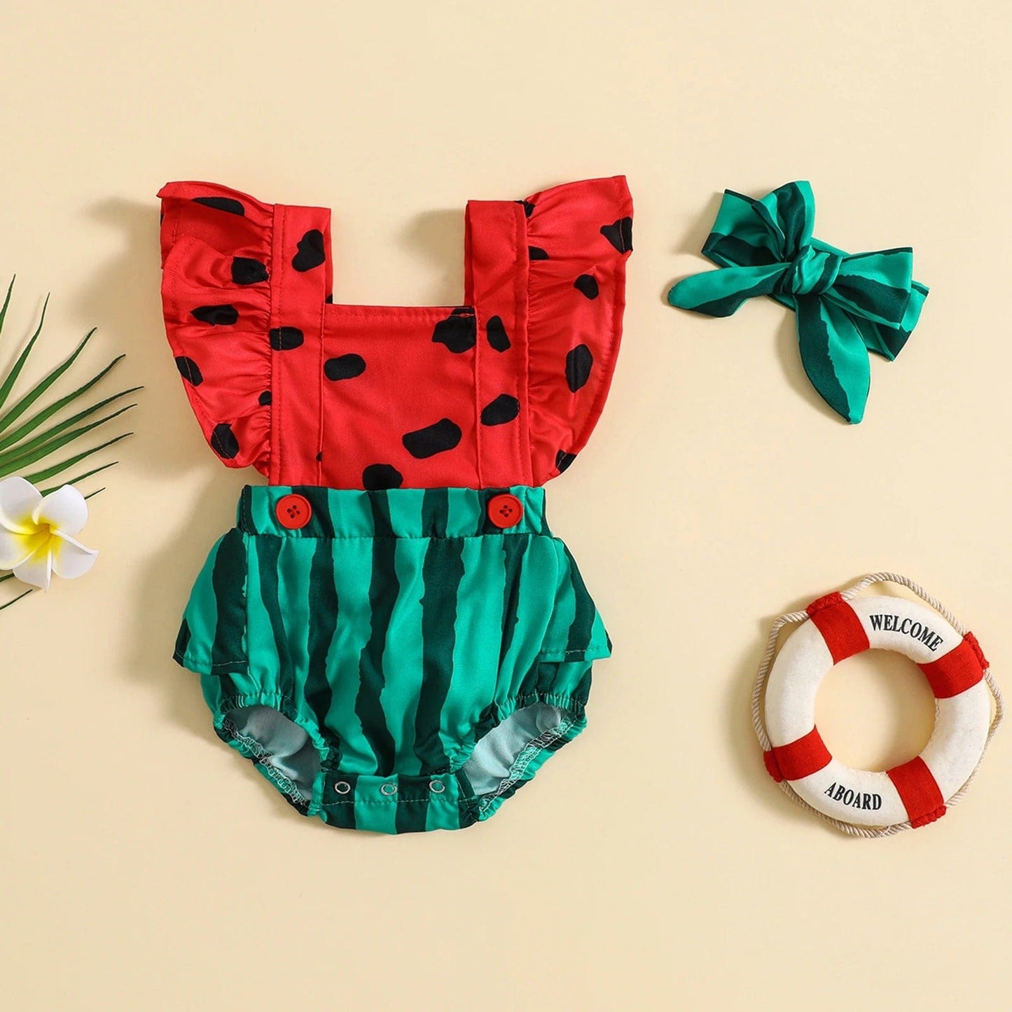 Cute Super Cute Hair Band Watermelon Baby Jumpsuit Mini merveille