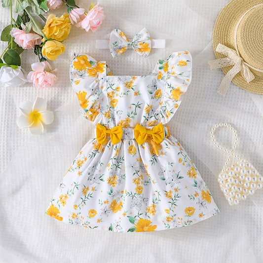 Robe d'été et nœud pour bébé