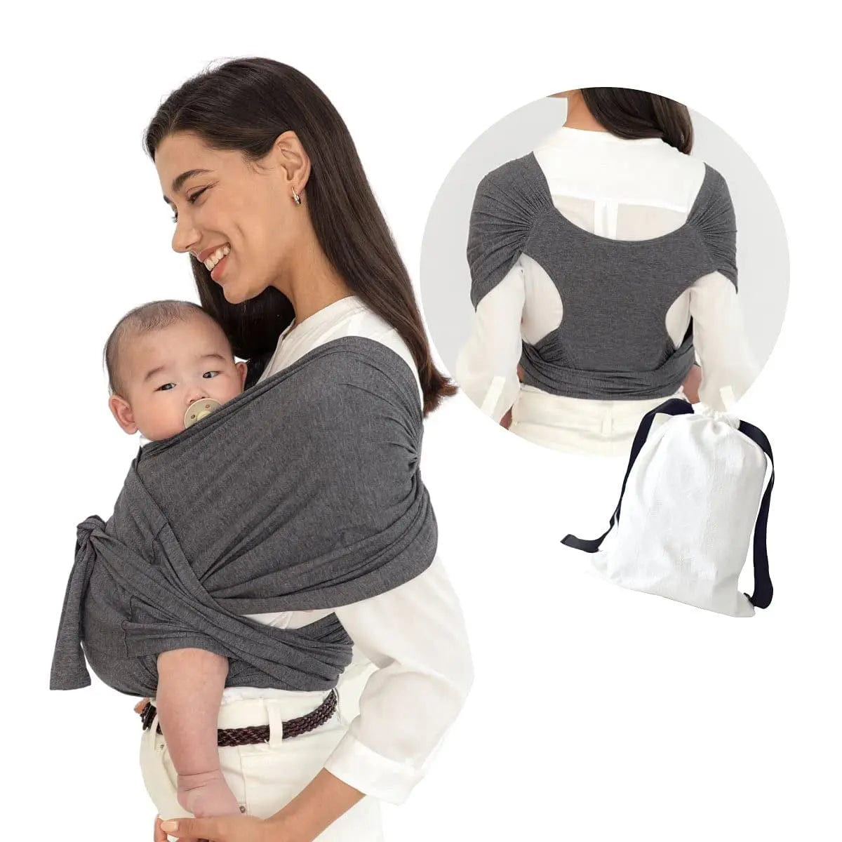 Echarpe de portage confort pour bébé Gris foncé / M Mini Merveille