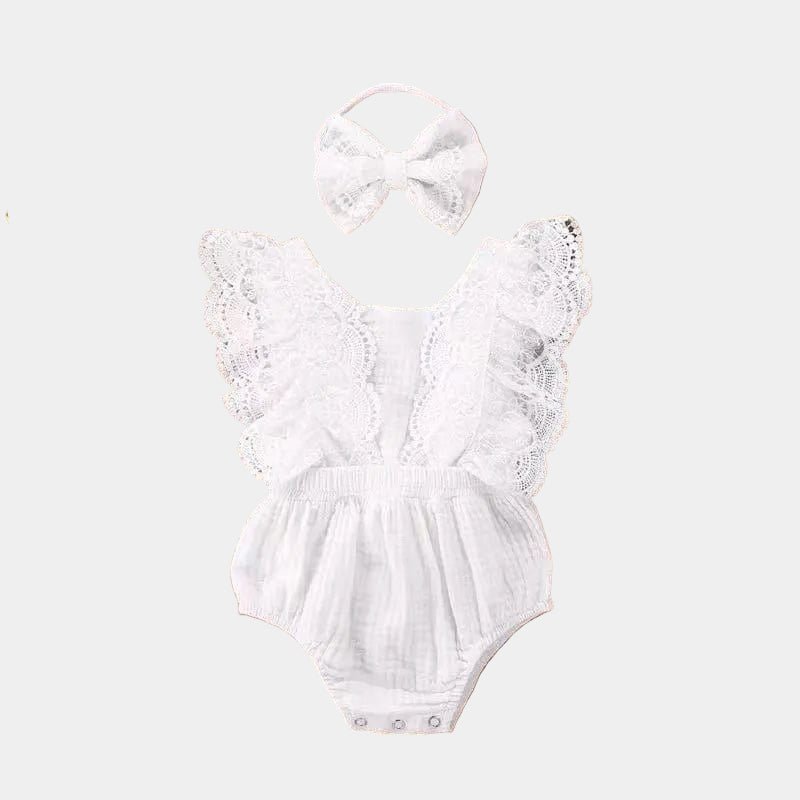 Ensemble body et bandeau en dentelle pour bébé - Mini merveilleCJYE173832907GT