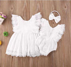Ensemble body et bandeau en dentelle pour bébé - Mini merveilleCJYE173832907GT
