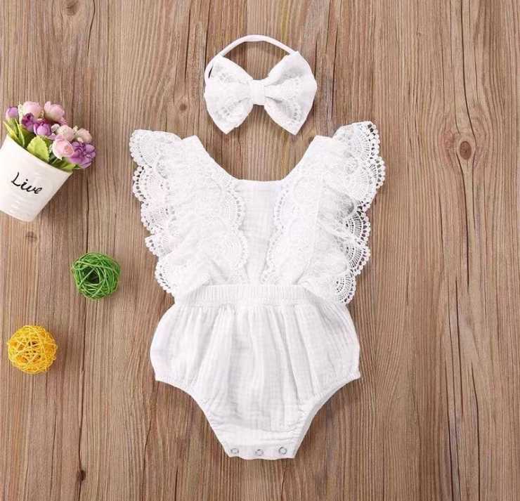 Ensemble body et bandeau en dentelle pour bébé Mini Merveille