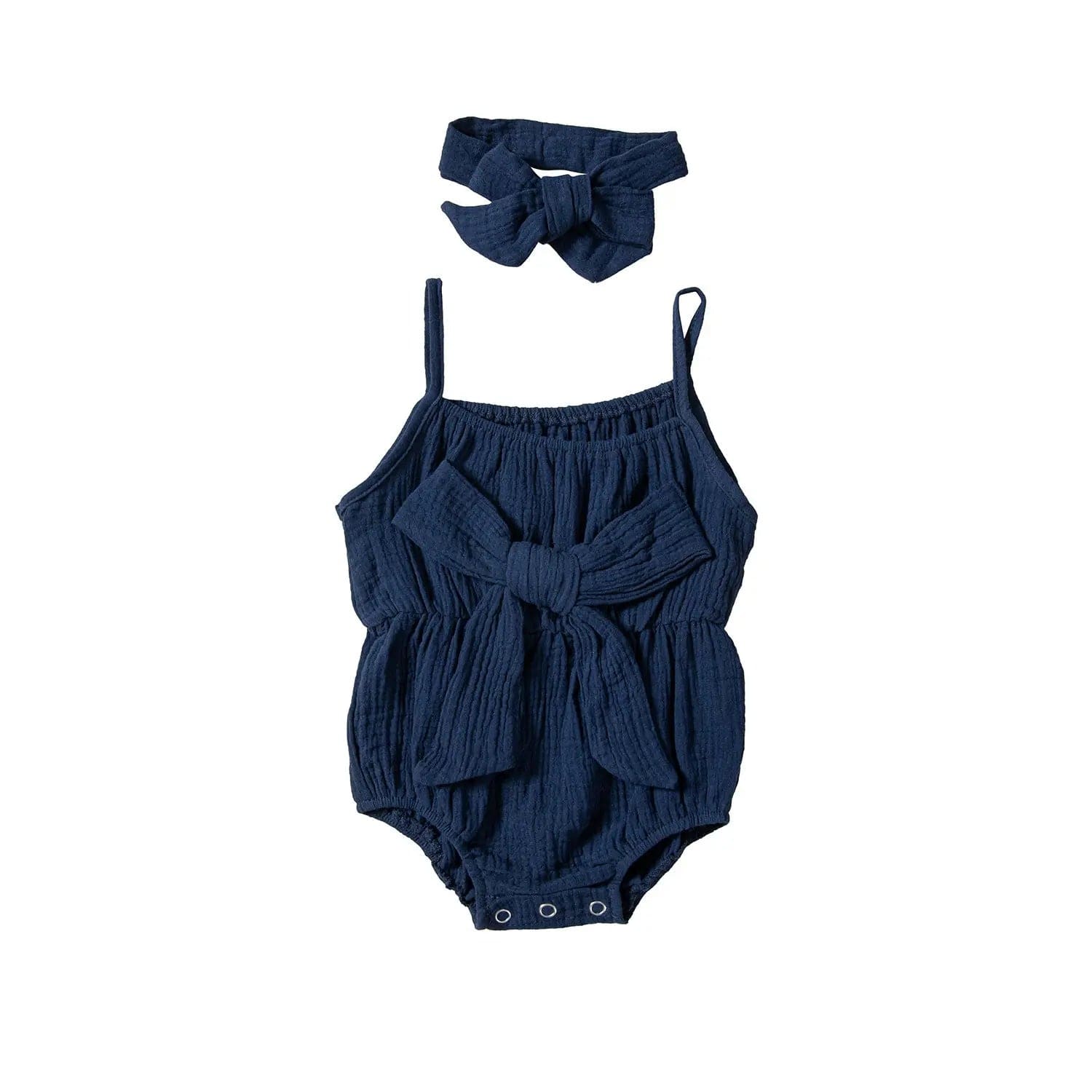 Ensemble body et bandeau nœud pour bébé Bleu roi / 0-6 mois Mini Merveille