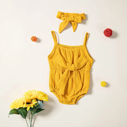 Ensemble body et bandeau nœud pour bébé Jaune / 0-6 mois Mini Merveille