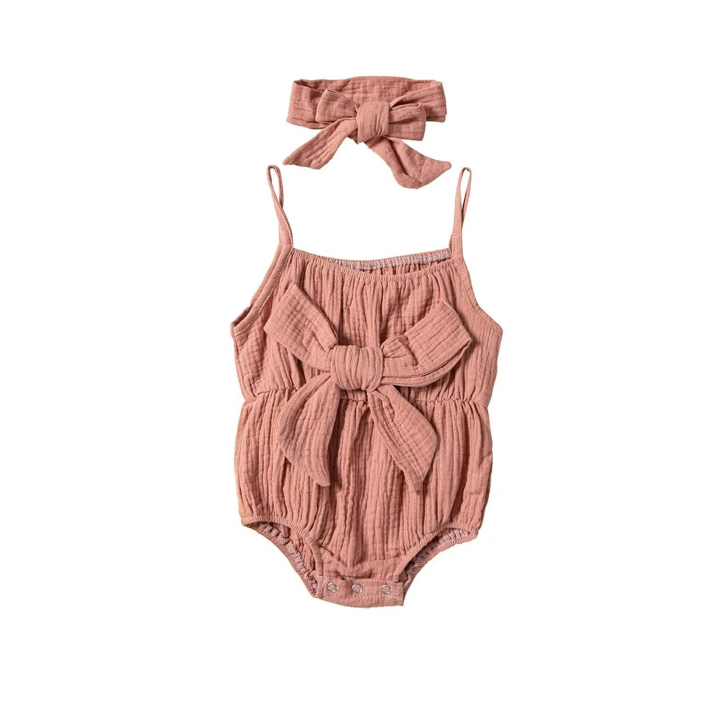 Ensemble body et bandeau nœud pour bébé Rose / 0-6 mois Mini Merveille