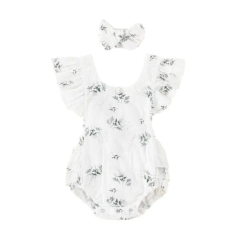 Ensemble body sans manches et bandeau pour bébé Blanc / 0-6 mois Mini Merveille