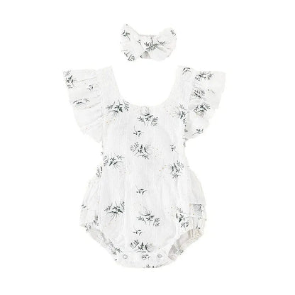 Ensemble body sans manches et bandeau pour bébé Blanc / 0-6 mois Mini Merveille