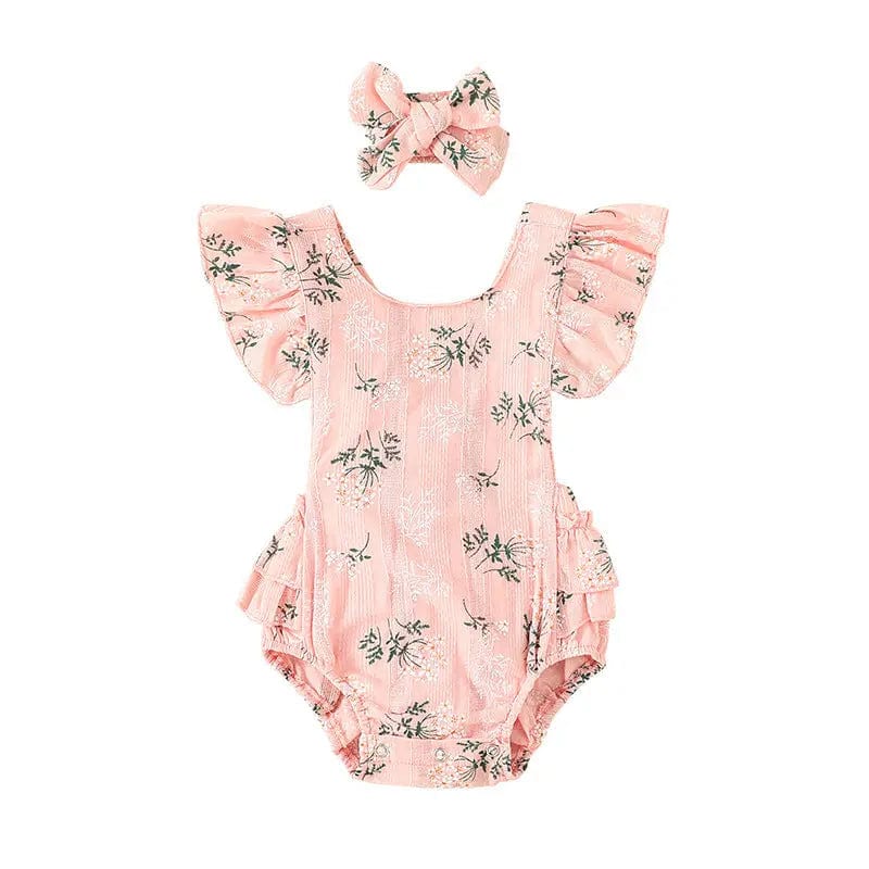 Ensemble body sans manches et bandeau pour bébé Rose / 0-6 mois Mini Merveille