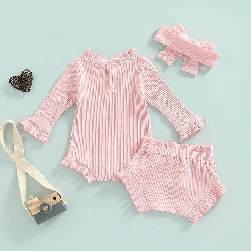 Ensemble body short et bandeau en nylon pour bébé Rose / 0-6 mois Mini Merveille