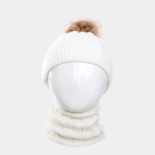 Ensemble bonnet et cache-cou pour bébé Blanc Mini merveille