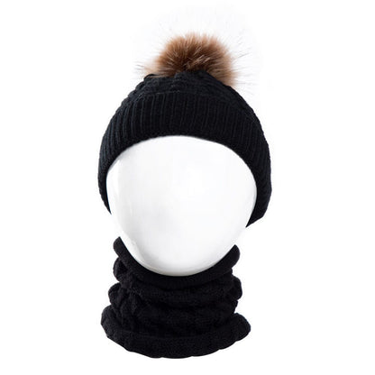 Ensemble bonnet et cache-cou pour bébé Noir Mini merveille