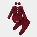 Costume de couleur unie pour filles Burgundy / 12 18M Mini merveille