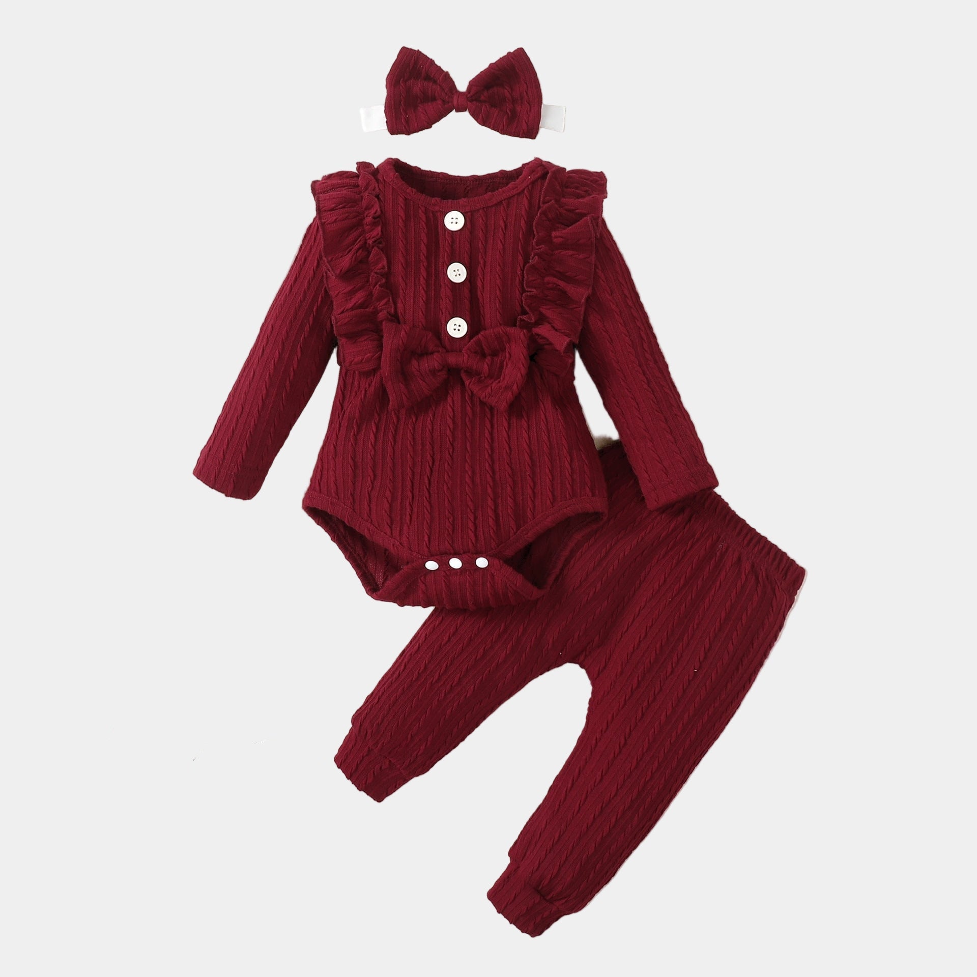 Costume de couleur unie pour filles Burgundy / 12 18M Mini merveille