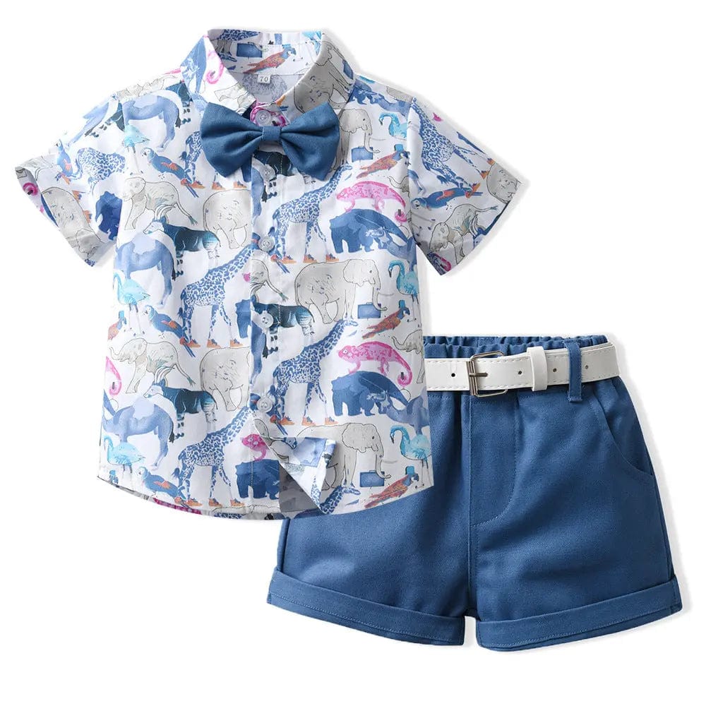 Ensemble chemise et bermuda pour bébé Bleu clair / 0-6 mois Mini Merveille