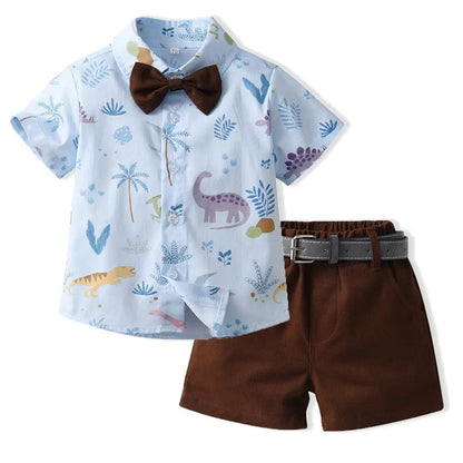 Ensemble chemise et bermuda pour bébé Dinosaure / 0-6 mois Mini Merveille