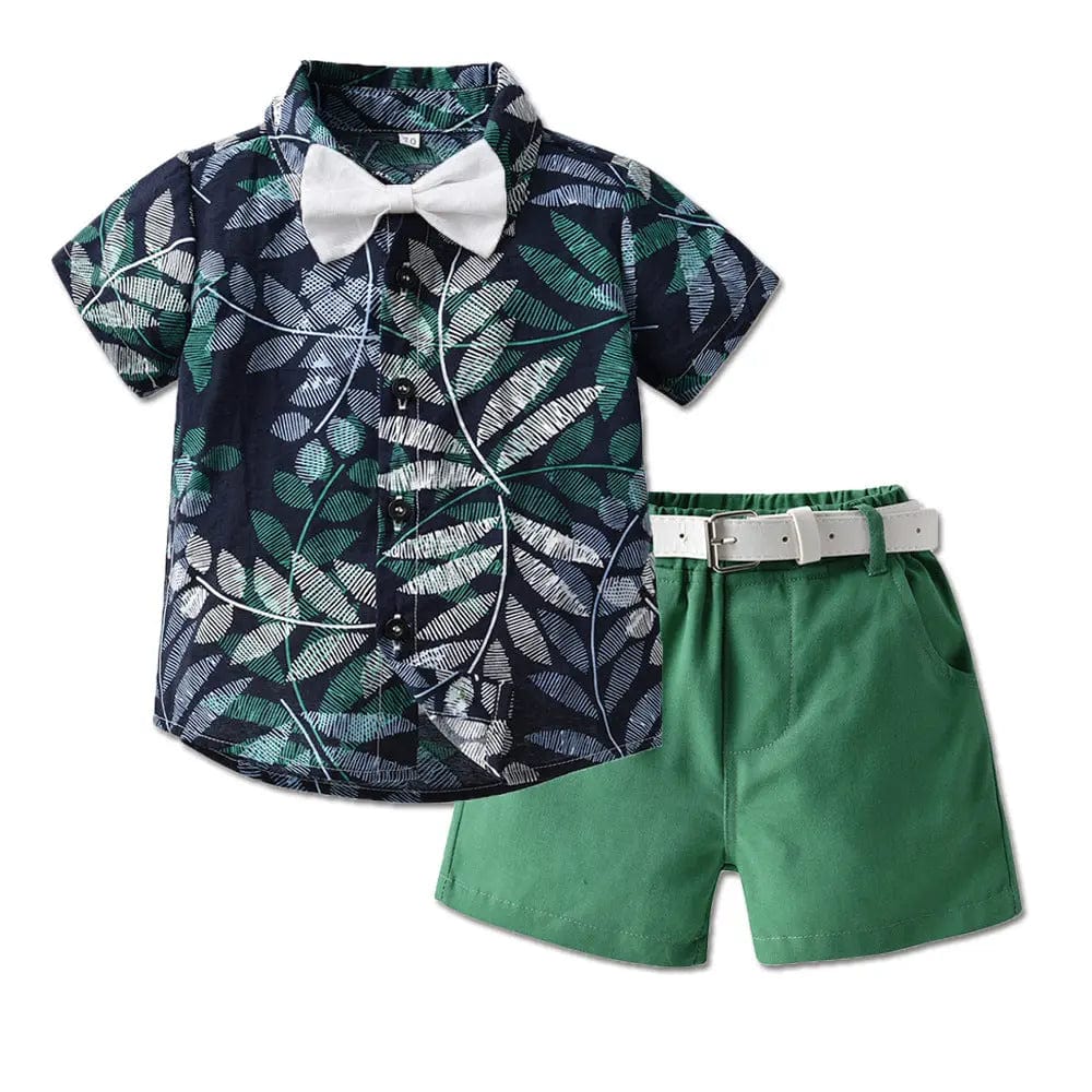 Ensemble chemise et bermuda pour bébé Vert feuilles / 0-6 mois Mini Merveille