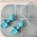 Ensemble fourchette et cuillère en silicone ourson Bleu clair Mini Merveille