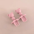 Ensemble fourchette et cuillère en silicone ourson Rose Mini Merveille