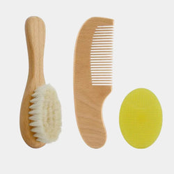 Ensemble peigne et brosse en bois de poirier bébé Mini Merveille