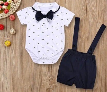 Ensemble polo et bermuda à bretelles pour bébé Mini Merveille