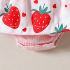 Ensemble robe et nœud fraise pour bébé