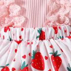 Ensemble robe et nœud fraise pour bébé