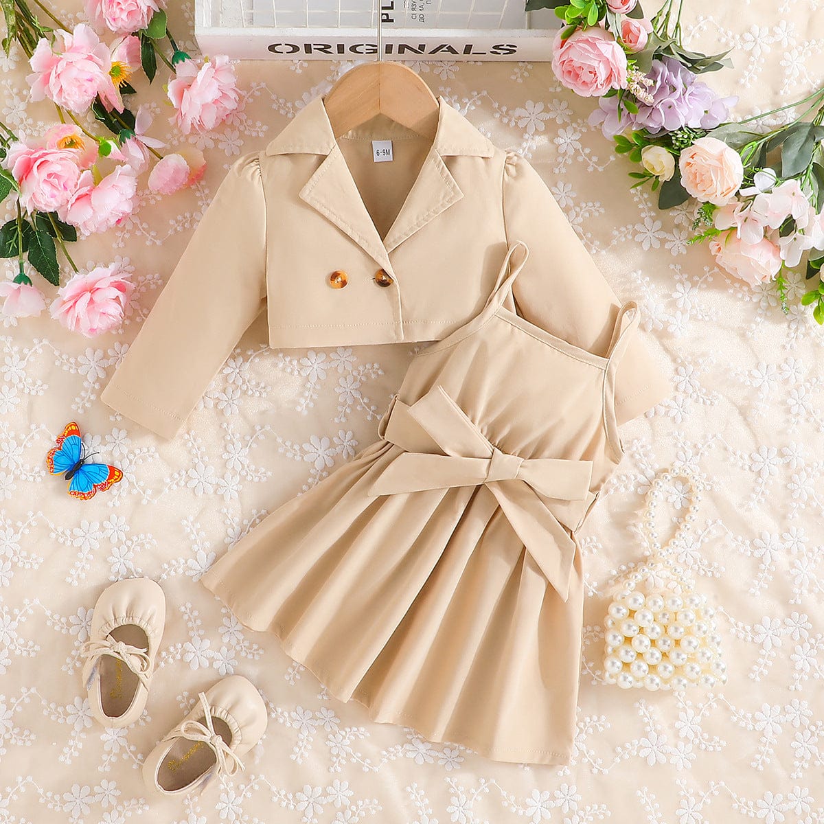 Ensemble Robe et Veste pour Bébé Beige / 12-18 mois Mini merveille